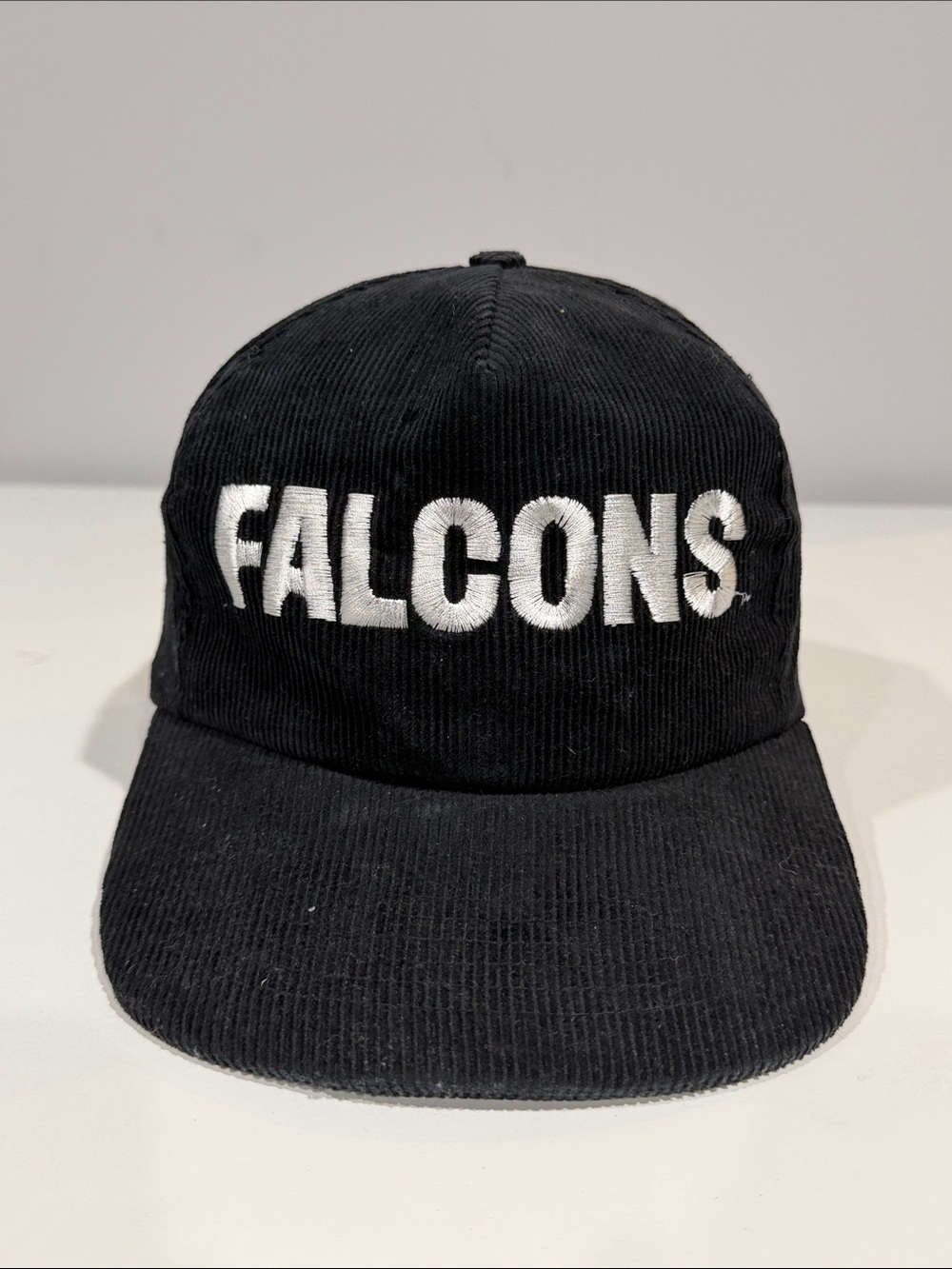Atlanta Falcons Black Corduroy Cap - White Embroidered Logo